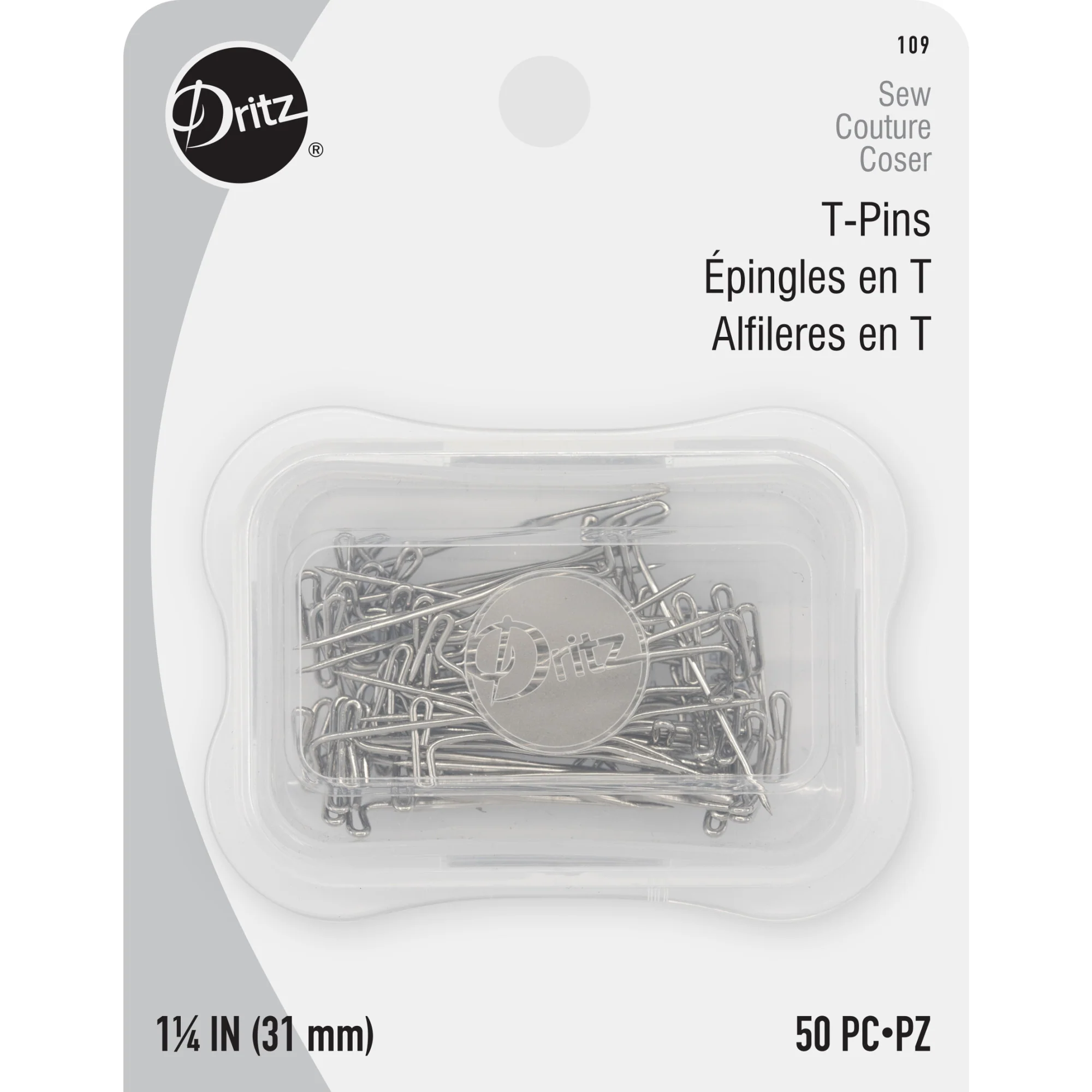 1-1/4" T-Pins, Nickel, 50 pc