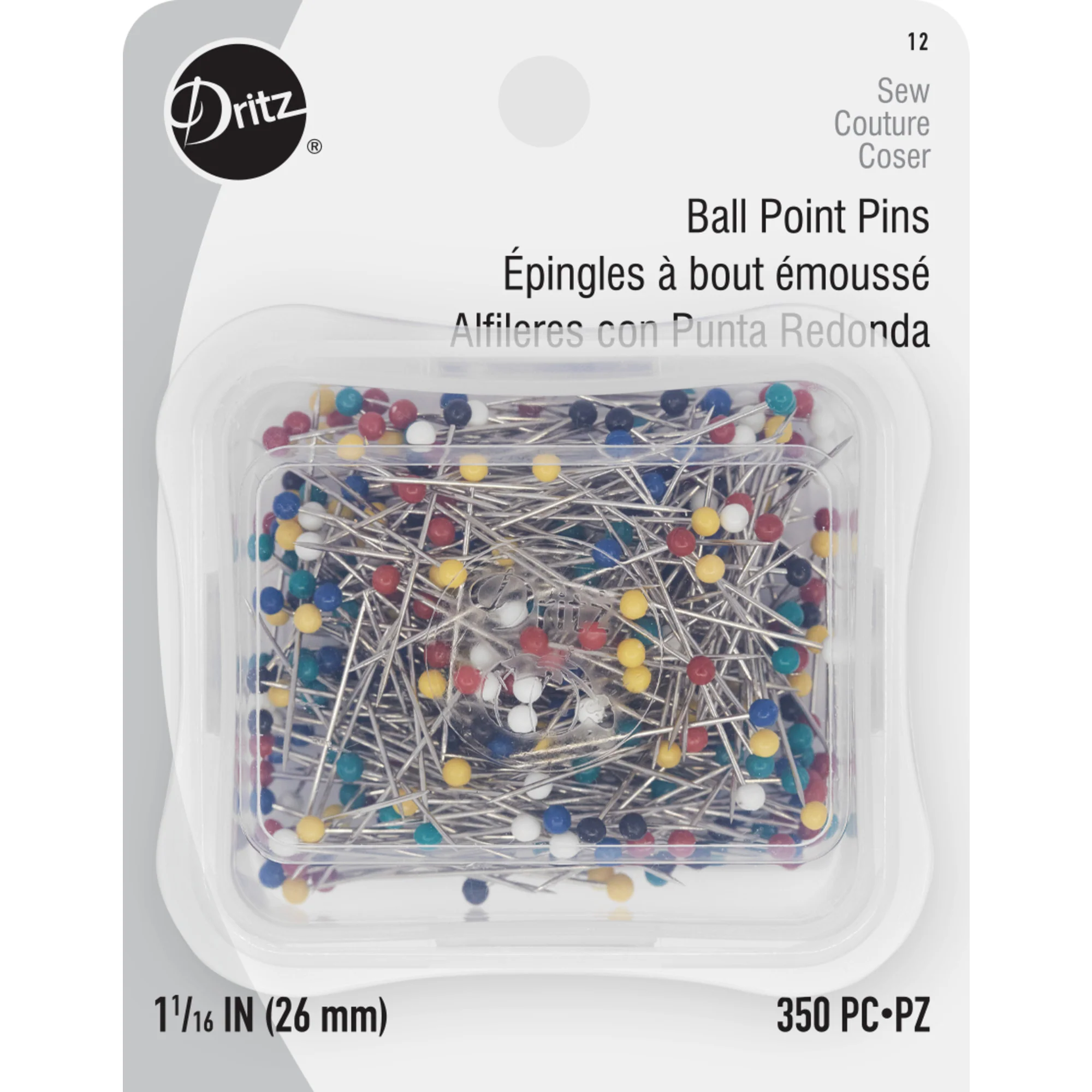 1-1/16" Ball Point Pins, Assorted, 350 pc