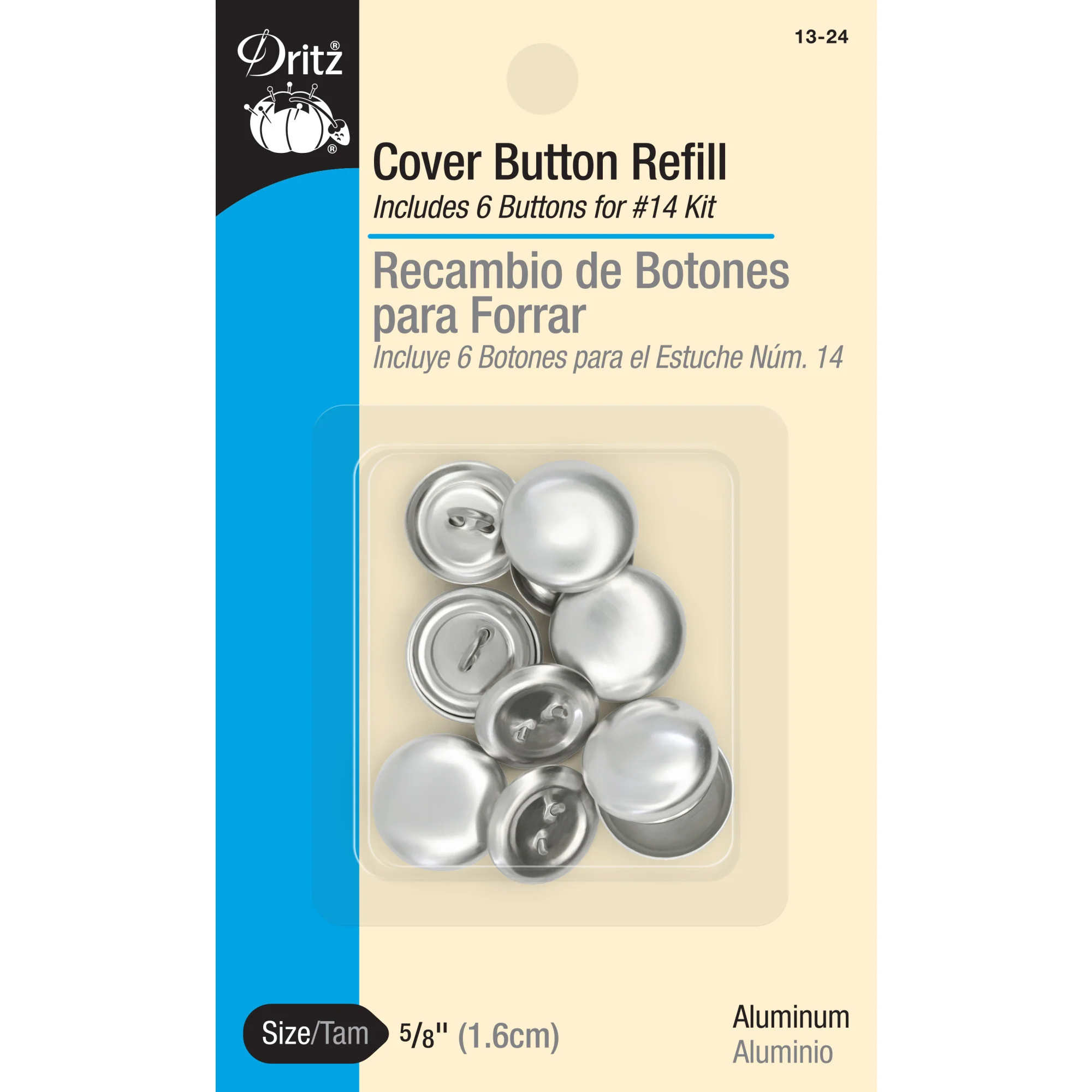 5/8" Cover Button Refill, 6 Sets, Nickel