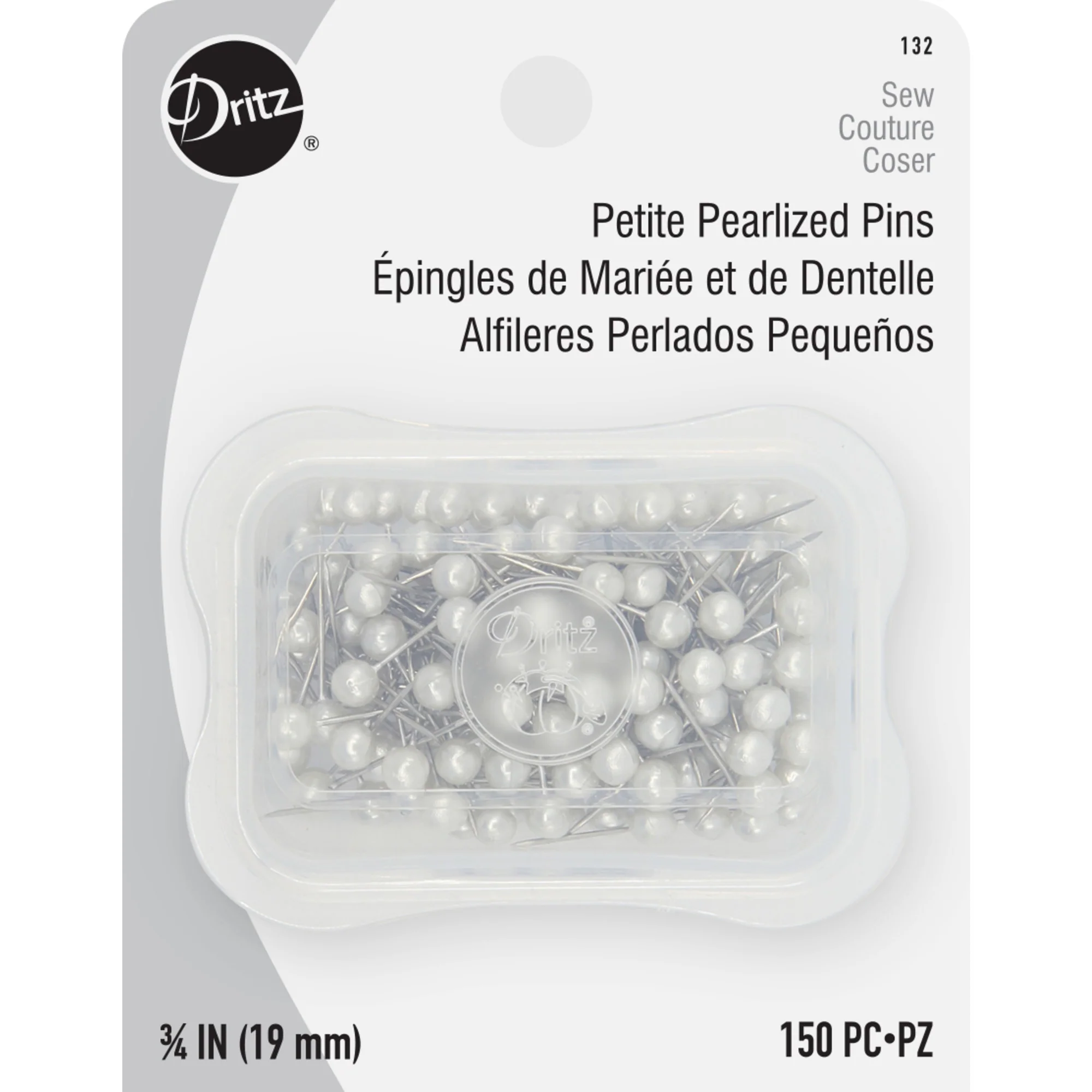 3/4" Petite Pearlized Pins, White, 150 pc