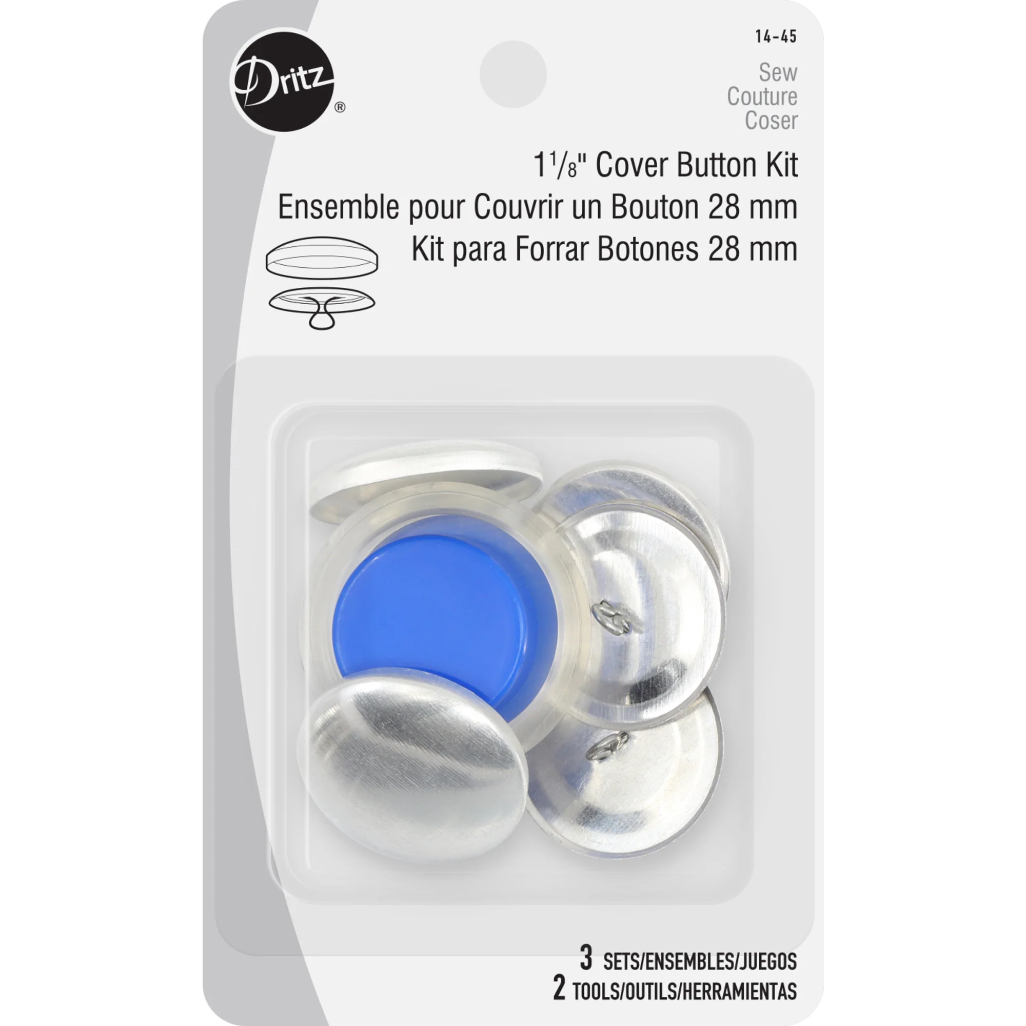 1-1/8" Cover Button Kit, Nickel