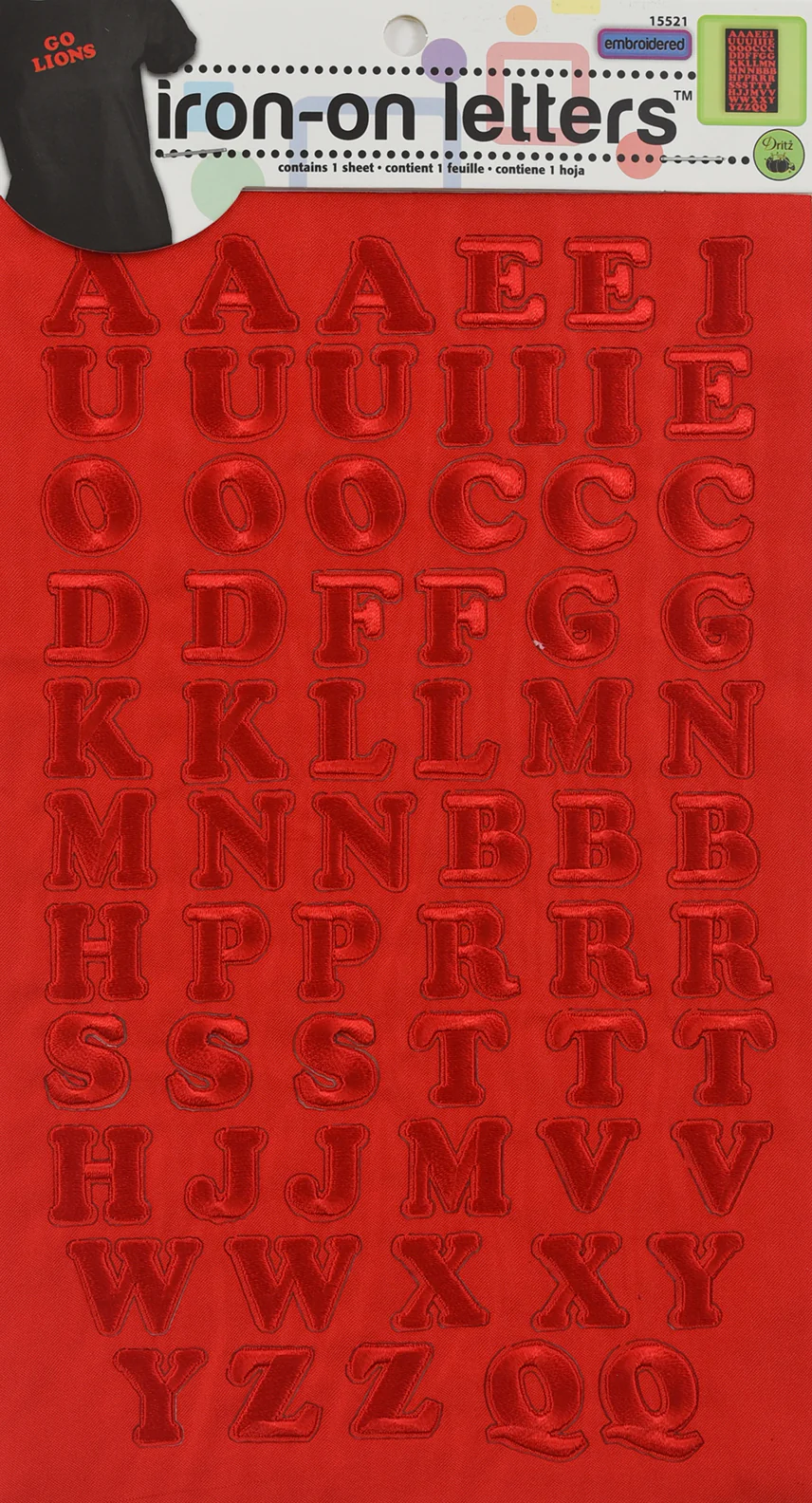 Embroidery Iron-on Letters, Red