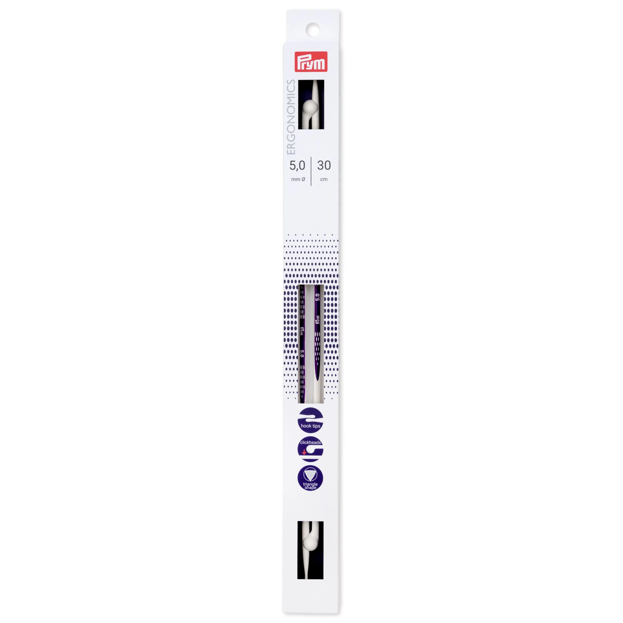 12" Ergonomic Single Point Knitting Needles, US 8 (5mm)