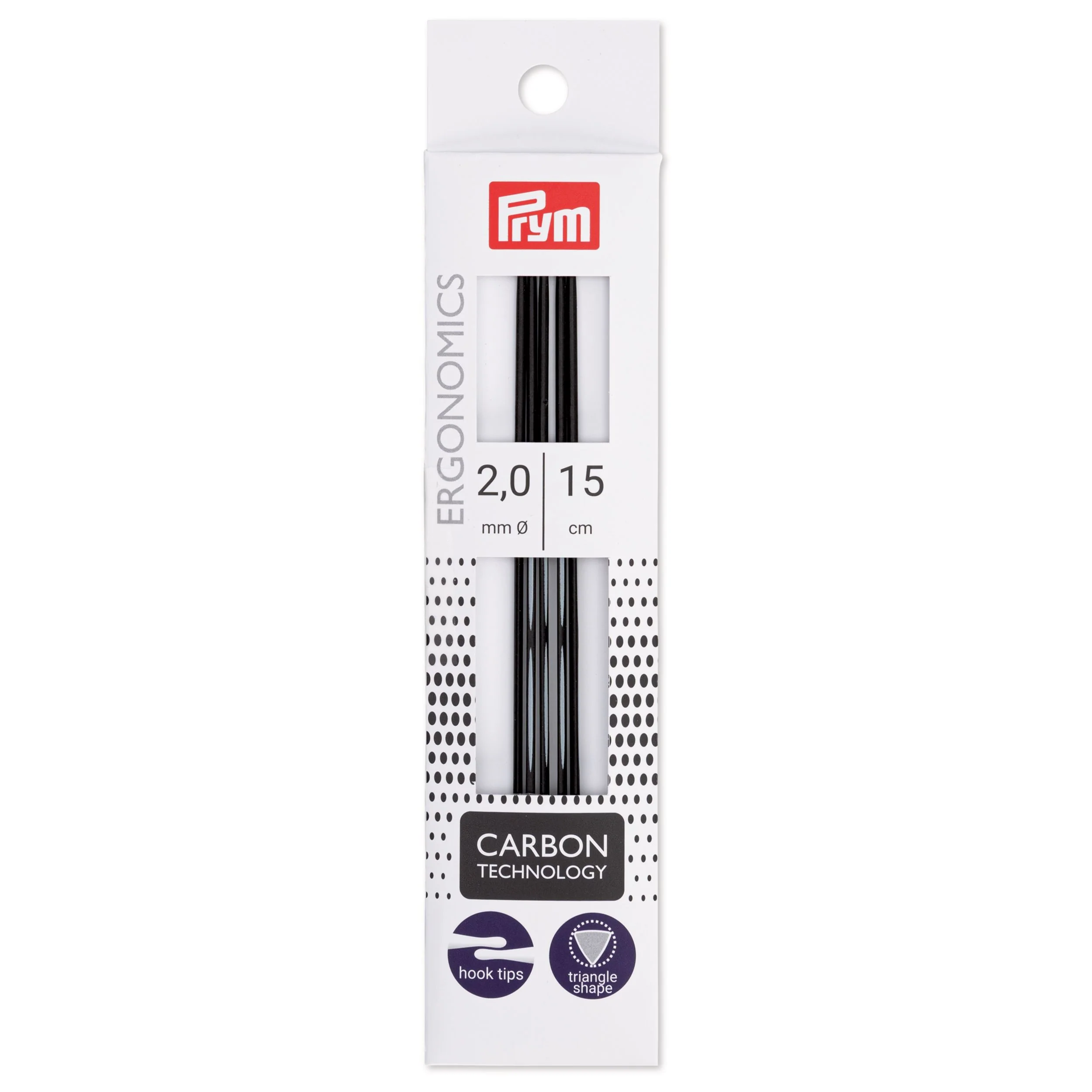 6" Ergonomic Double Point Knitting Needles, Carbon, US 0 (2mm)