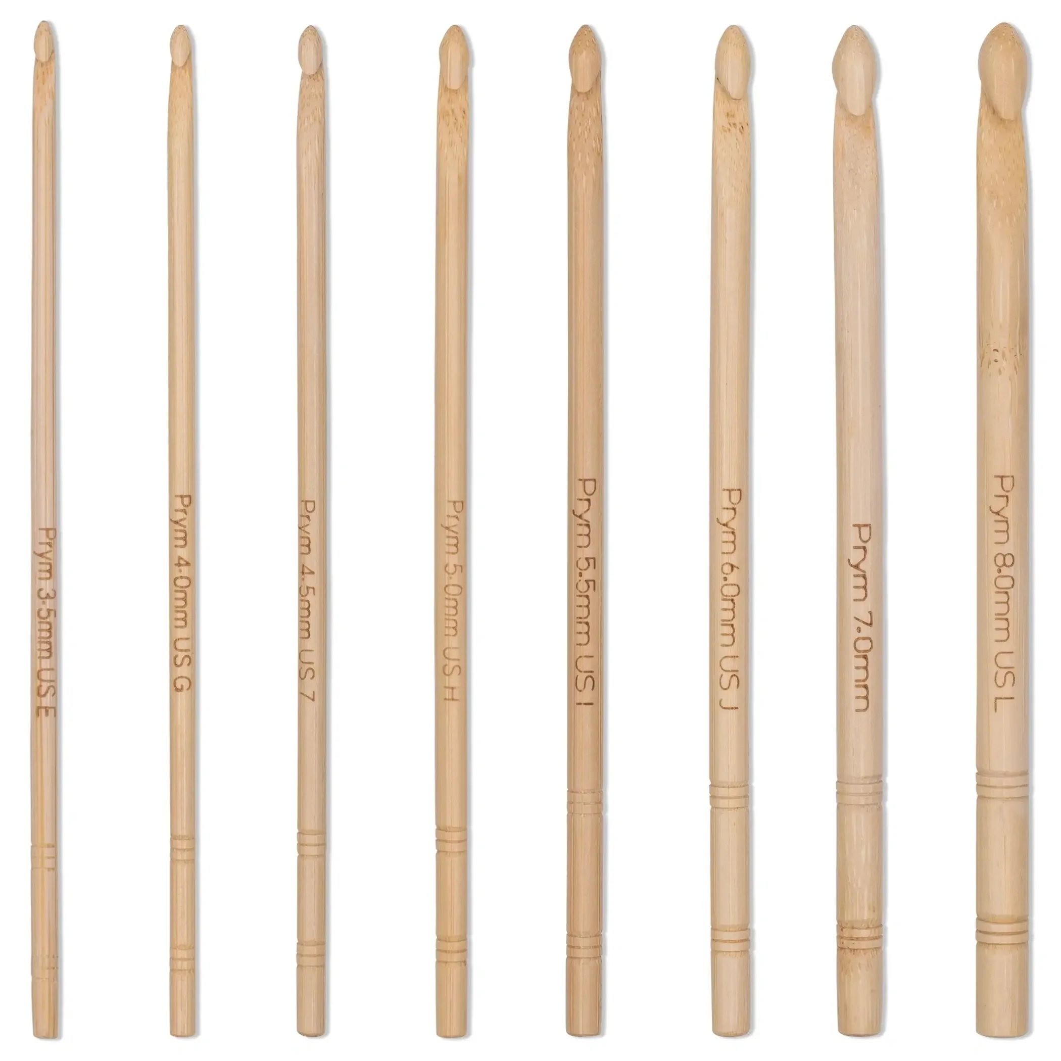 6" Crochet Hook Set, Bamboo, 3.5-8mm - Image 3