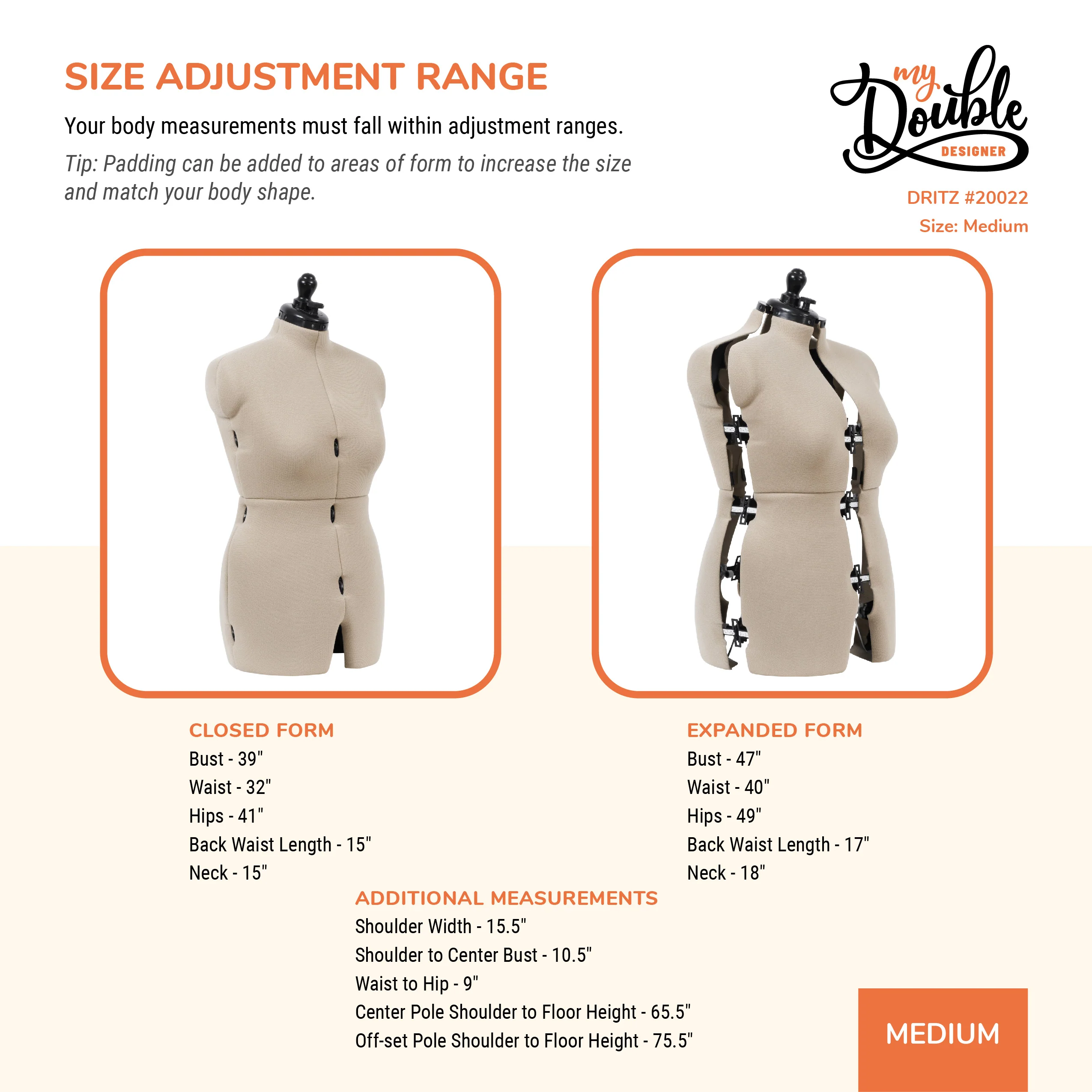 My Double Designer Adjustable Dress Form, Medium - Image 3