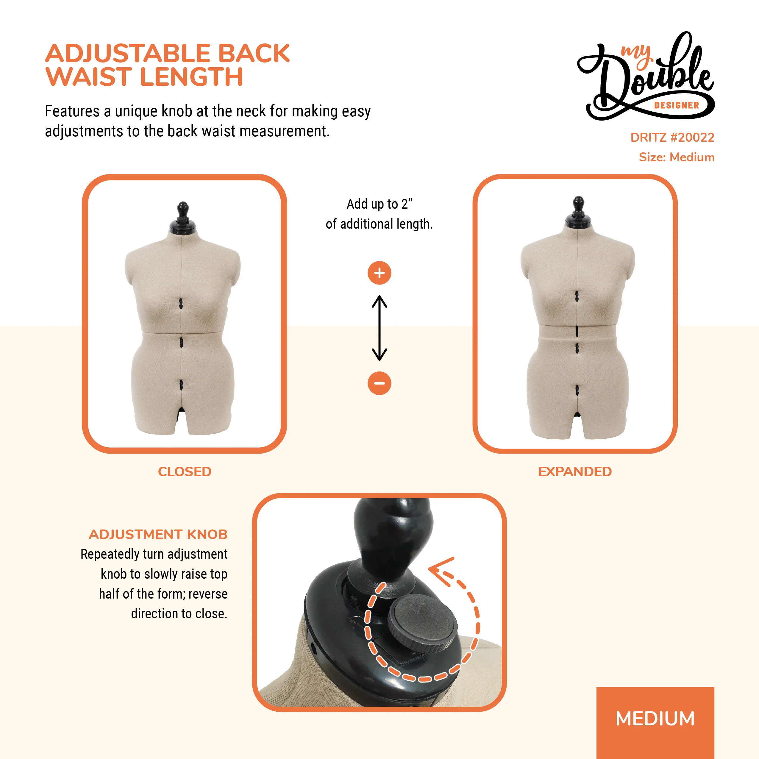 My Double Designer Adjustable Dress Form, Medium - Image 7