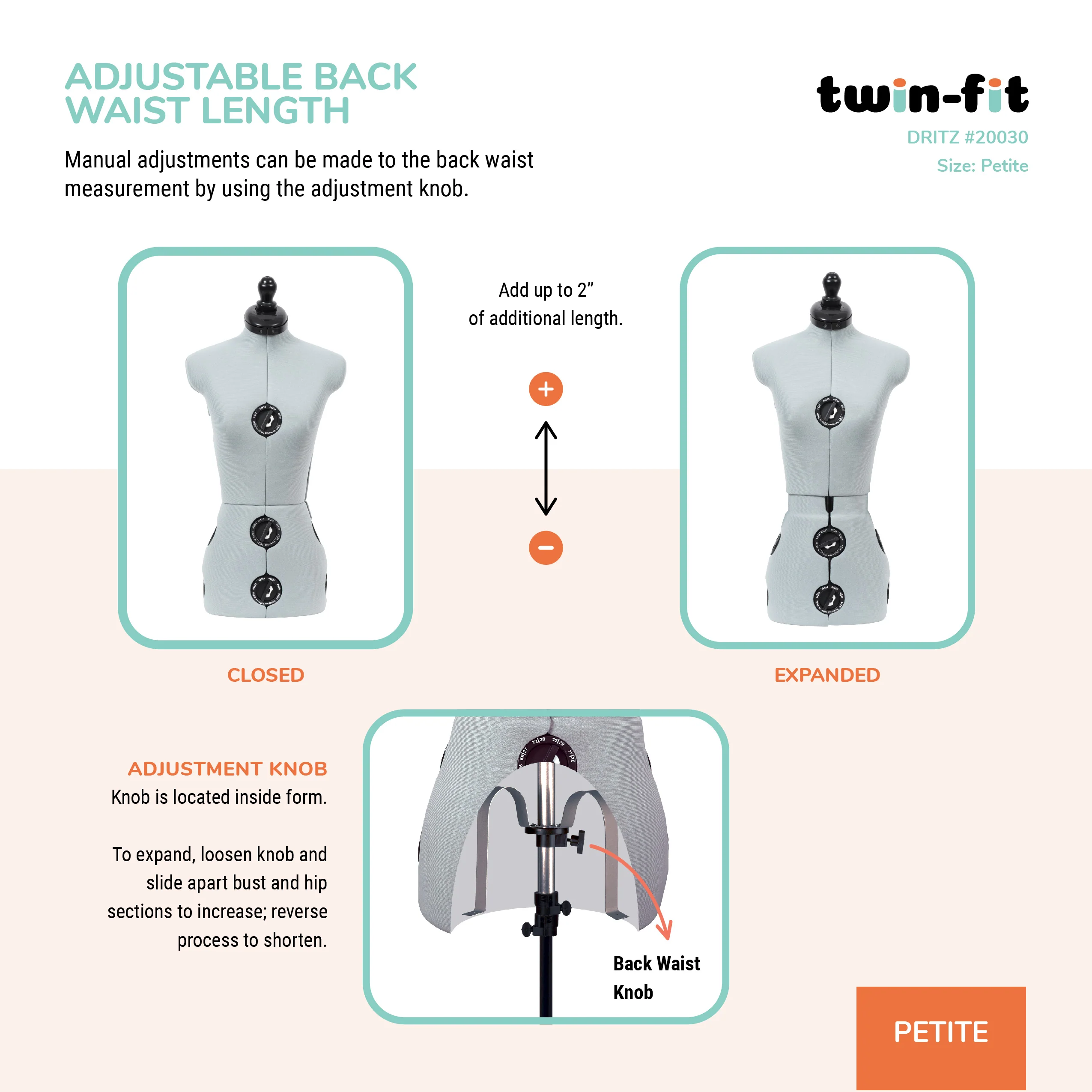 Twin-Fit Adjustable Dress Form, Petite - Image 7