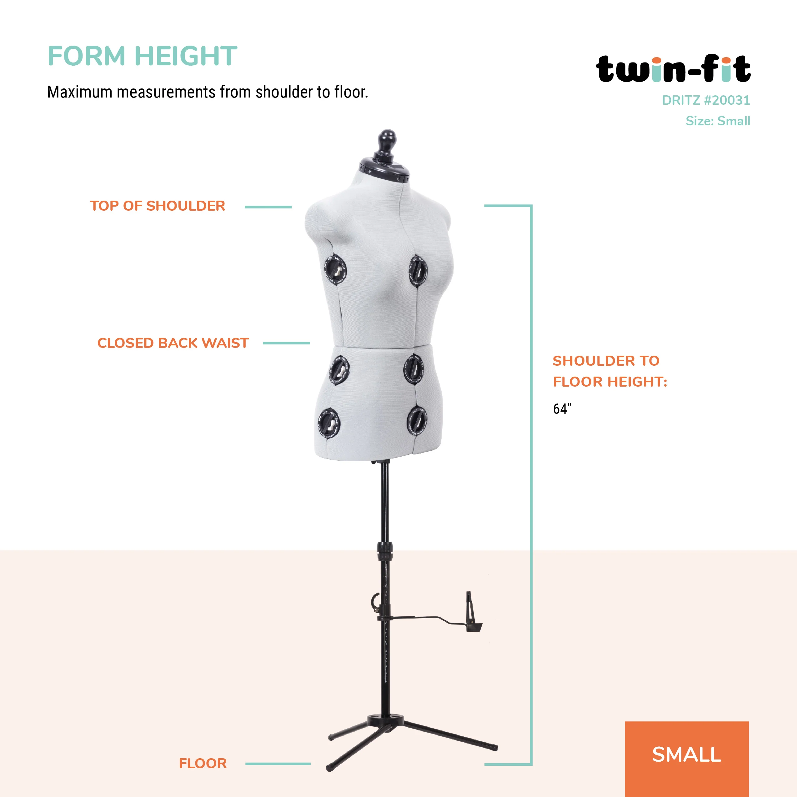 Twin-Fit Adjustable Dress Form, Small - Image 9