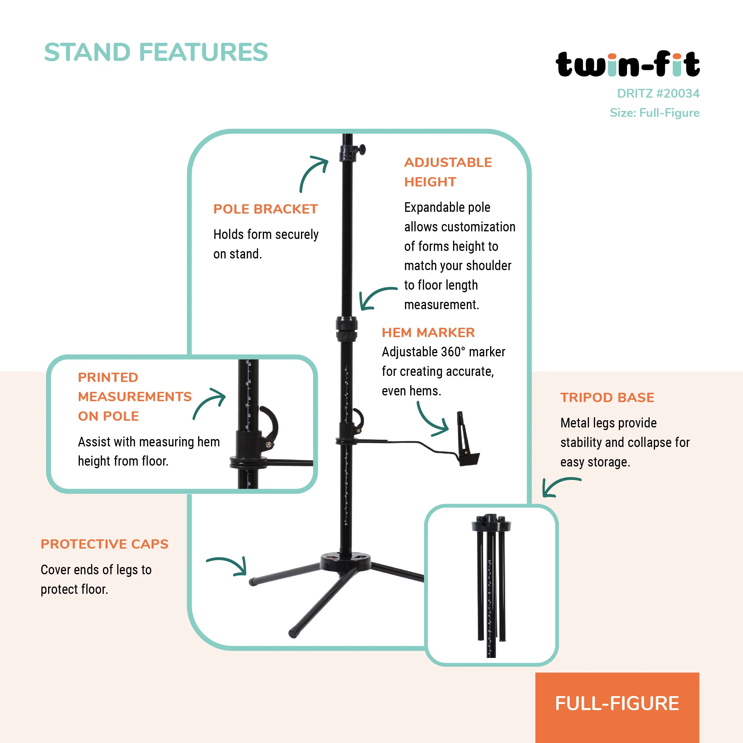 Twin-Fit Adjustable Dress Form, Full-Figure - Image 8