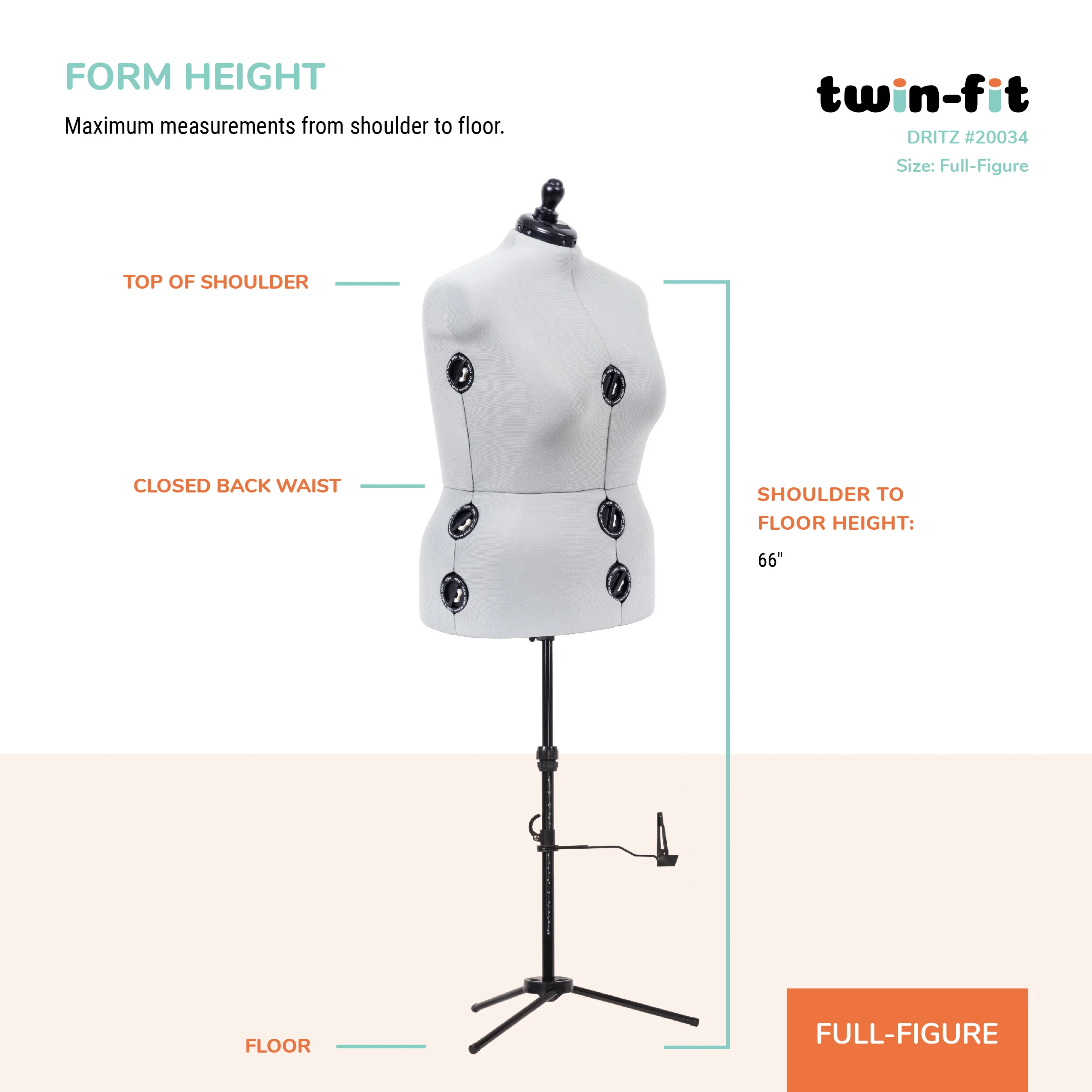 Twin-Fit Adjustable Dress Form, Full-Figure - Image 9