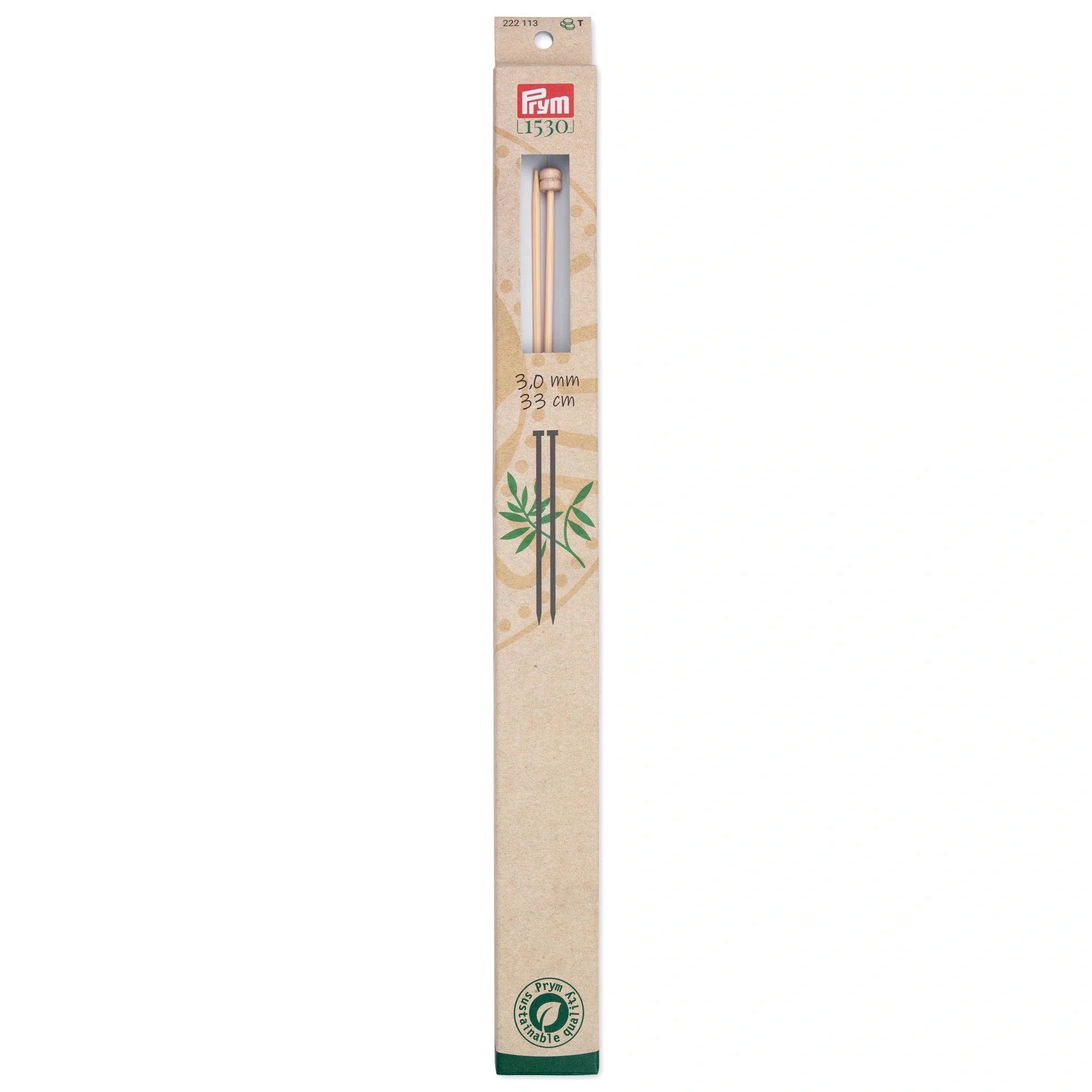 13" Single Point Knitting Needles, Bamboo, US 2.5 (3mm)