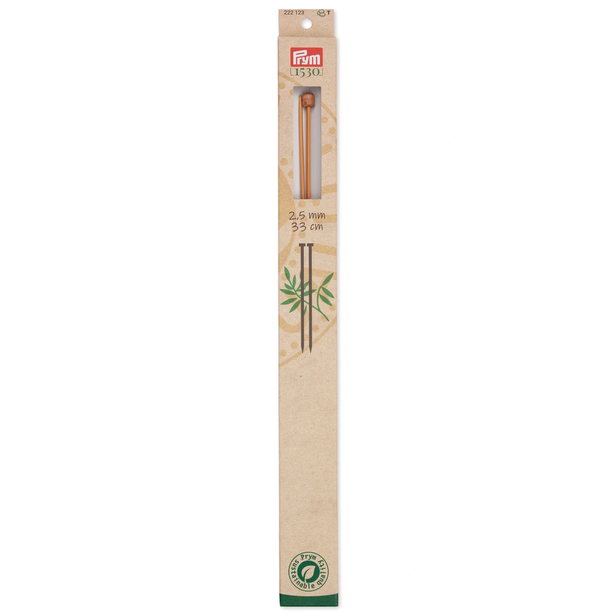 13" Single Point Knitting Needles, Bamboo, US 1.5 (2.5mm)