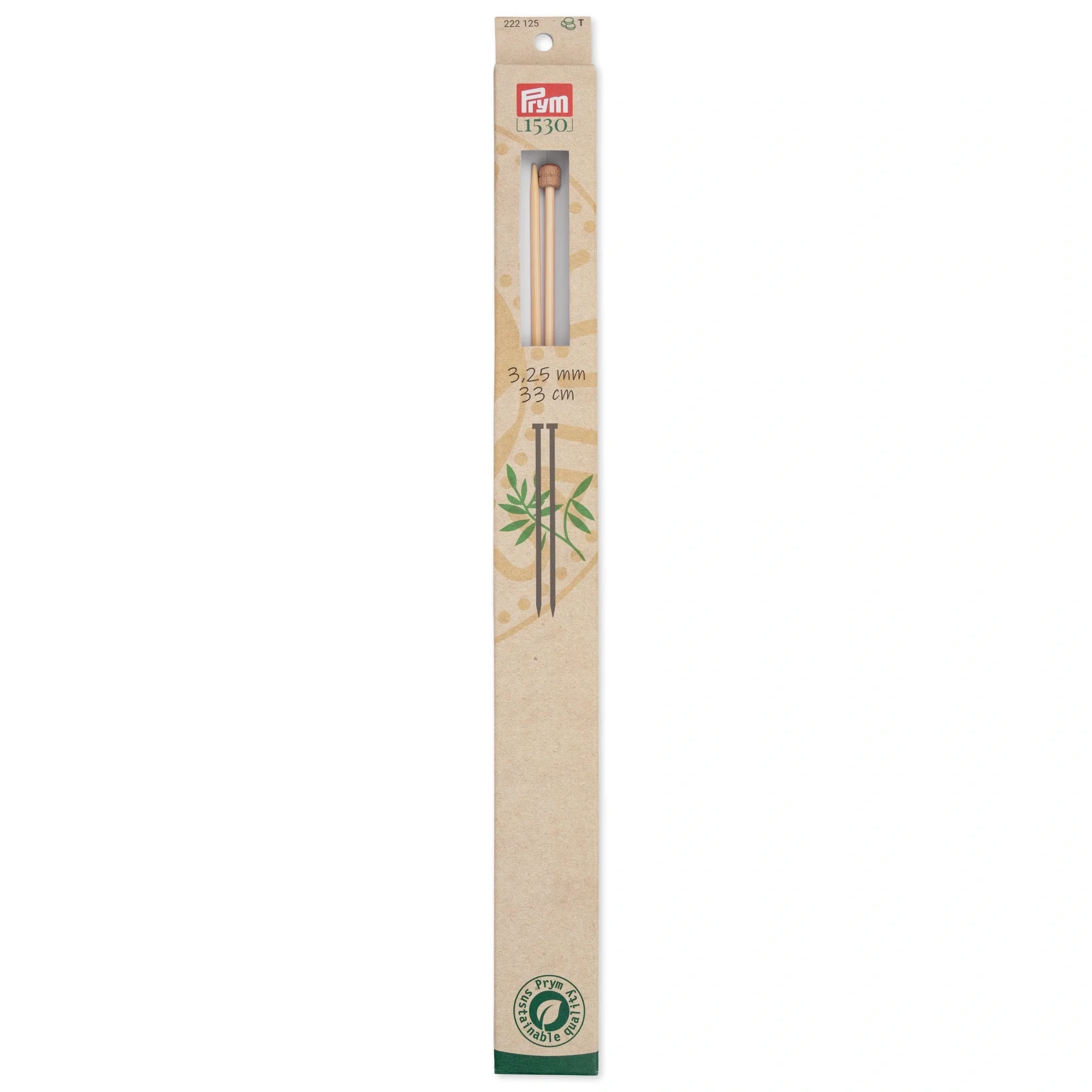13" Single Point Knitting Needles, Bamboo, US 3 (3.25mm)