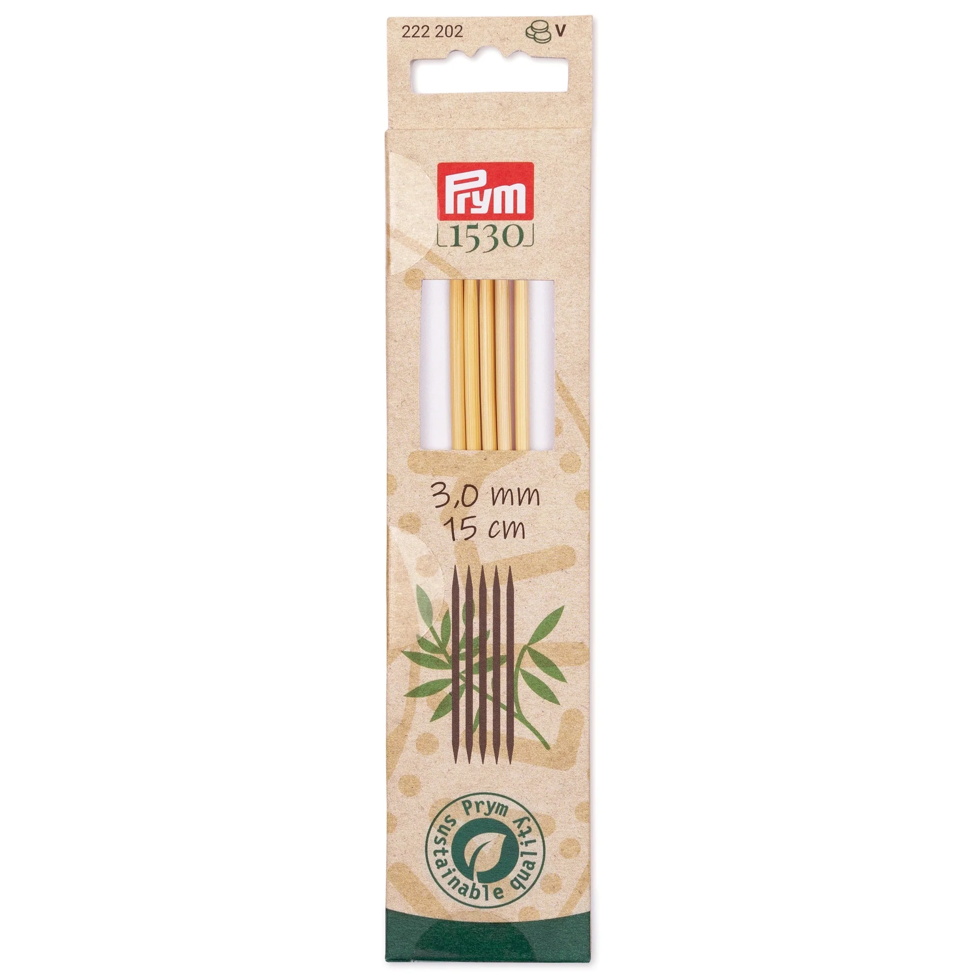 6" Double Point Knitting Needles, Bamboo, US 2 (3mm)