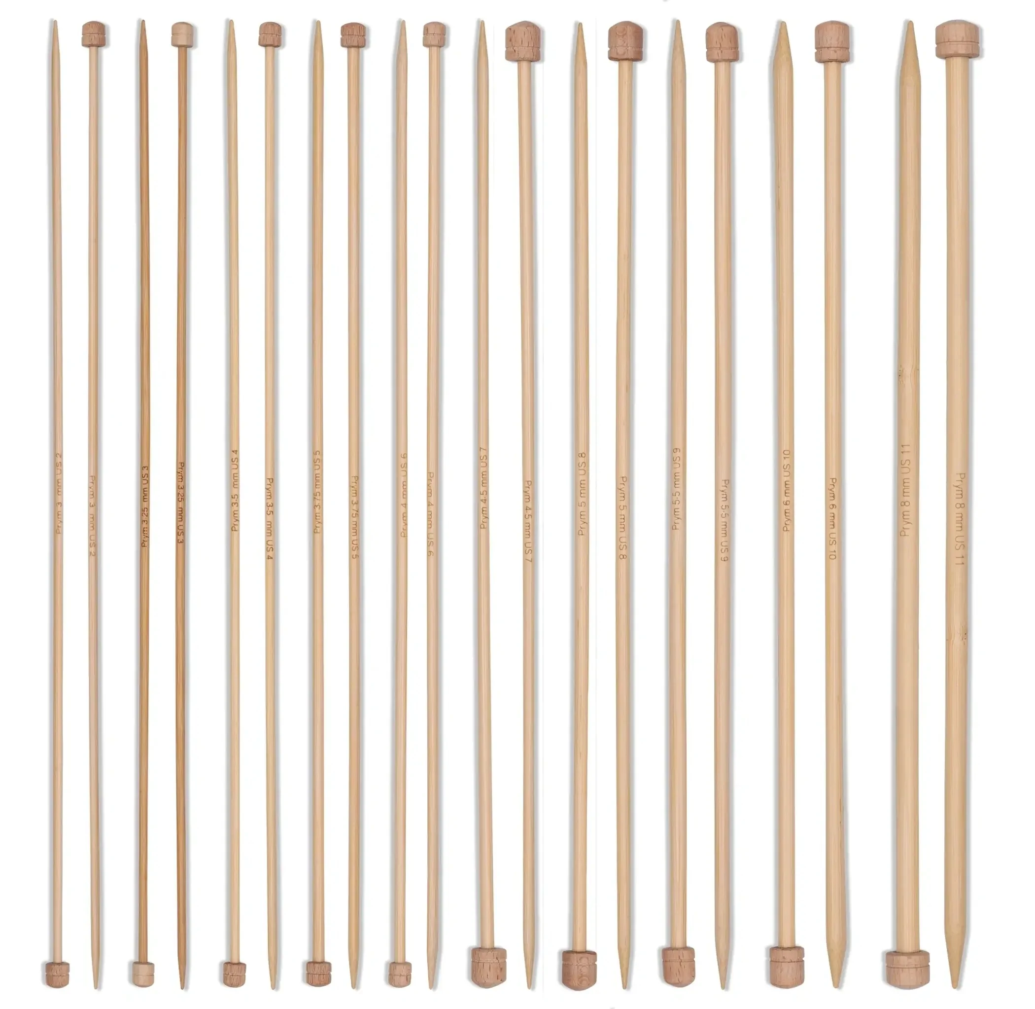 13" Single Point Knitting Needle Set, Bamboo, 3.0-8.0mm - Image 3