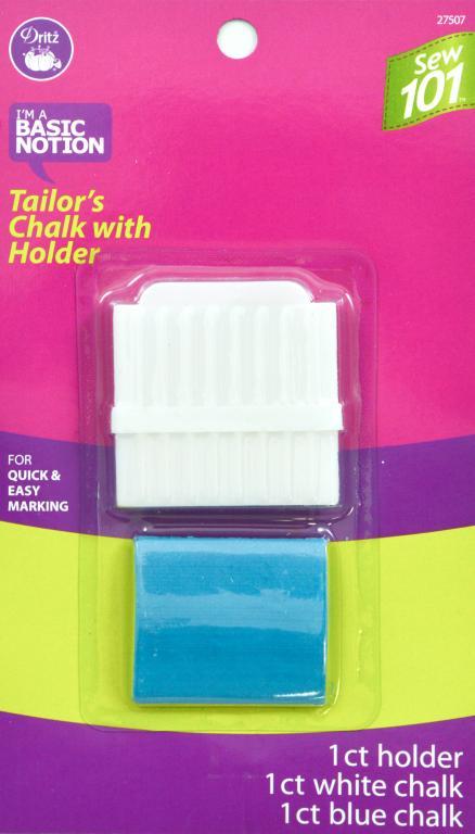 Sew 101 Tailor's Chalk with Holder and Sharpener, Blue and White