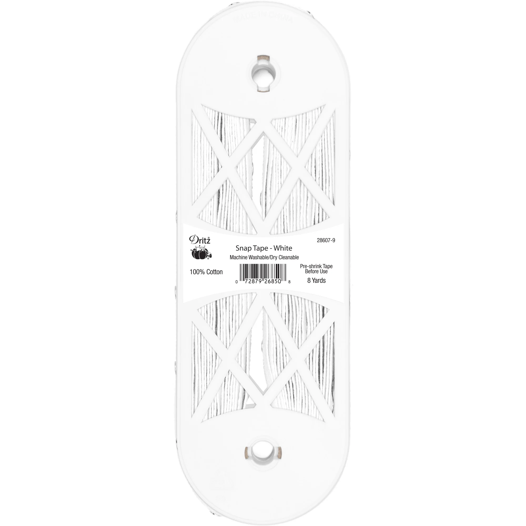 Snap Tape with Metal Snaps, White, 8 yd