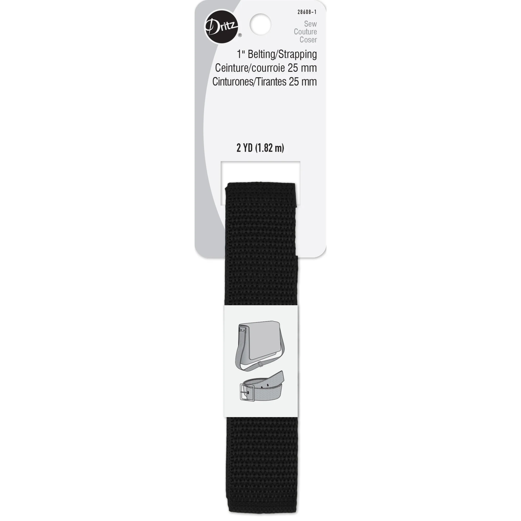 1" Polypro Belting & Strapping, Black, 2 yd