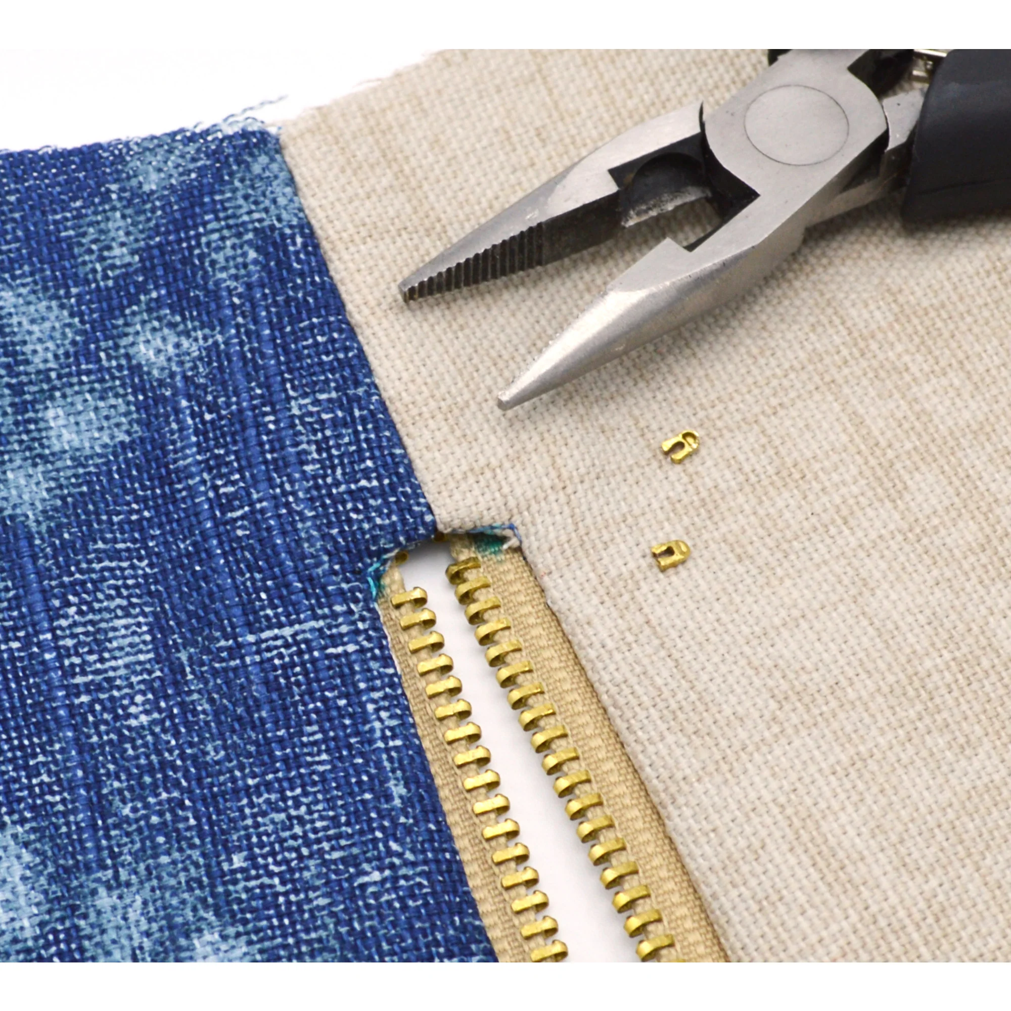 Brass Upholstery Zipper, Beige, 30" - Image 5