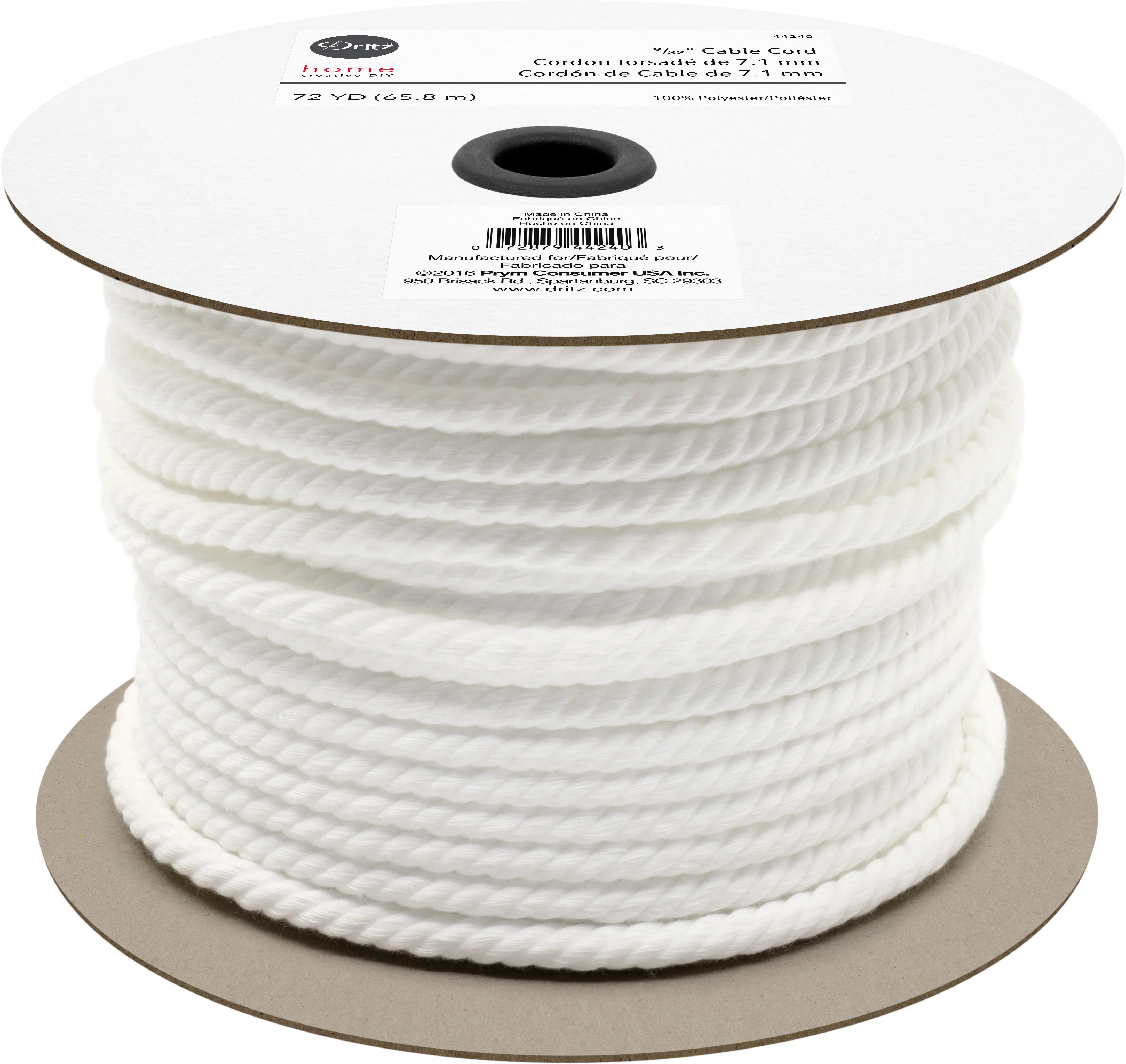 9/32" Cable Cord, White, 72 yd