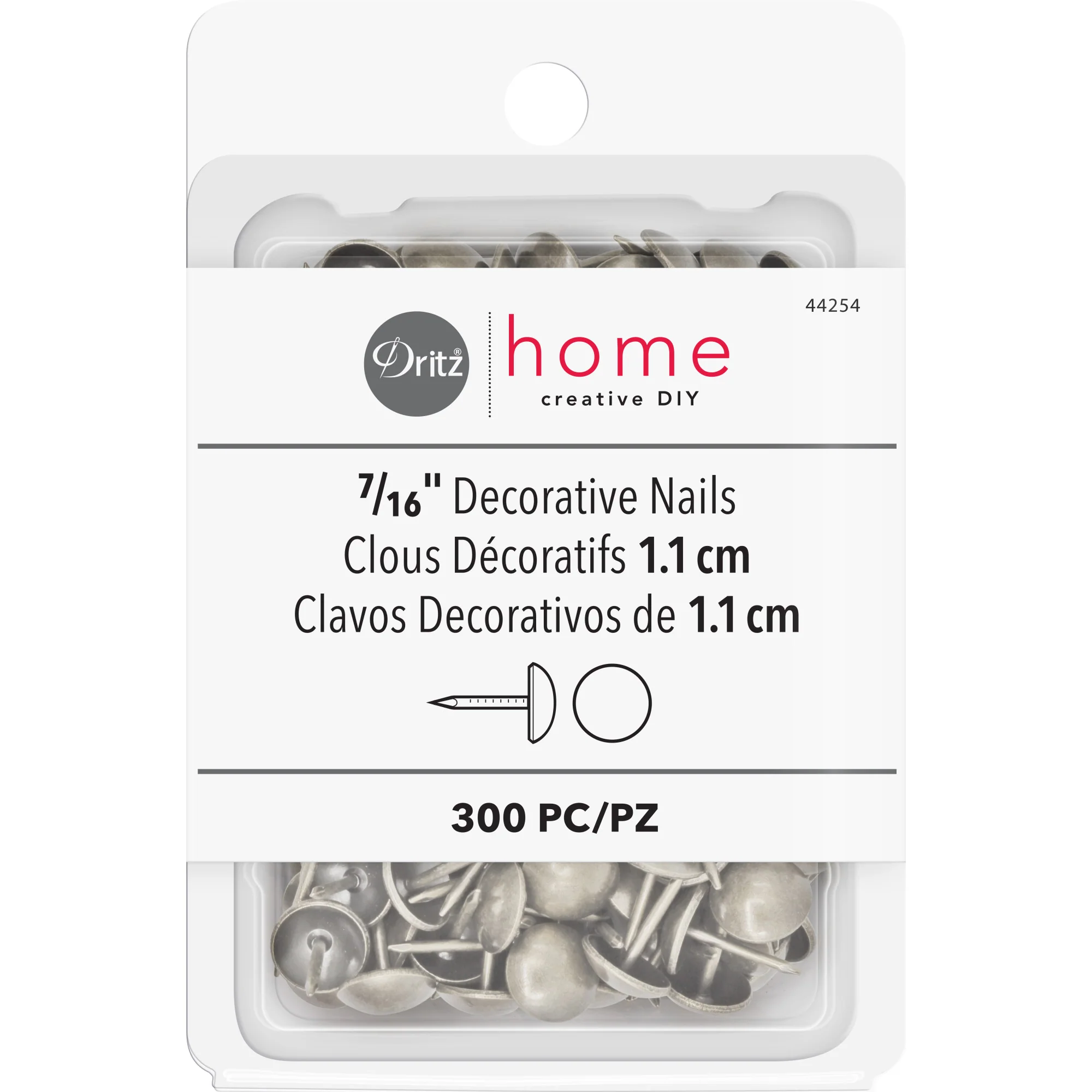 7/16" Smooth Decorative Nails, Nickel, 300 pc
