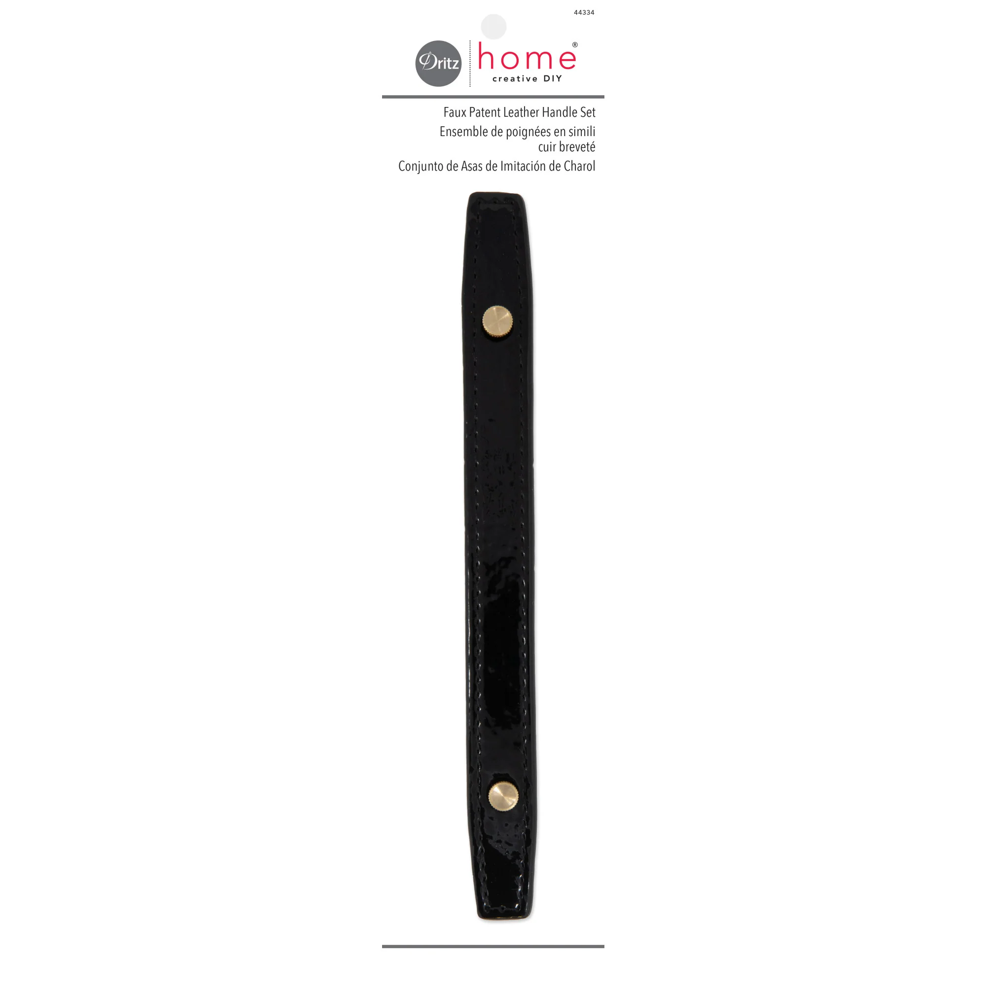 Faux Patent Leather Handle Set, Black