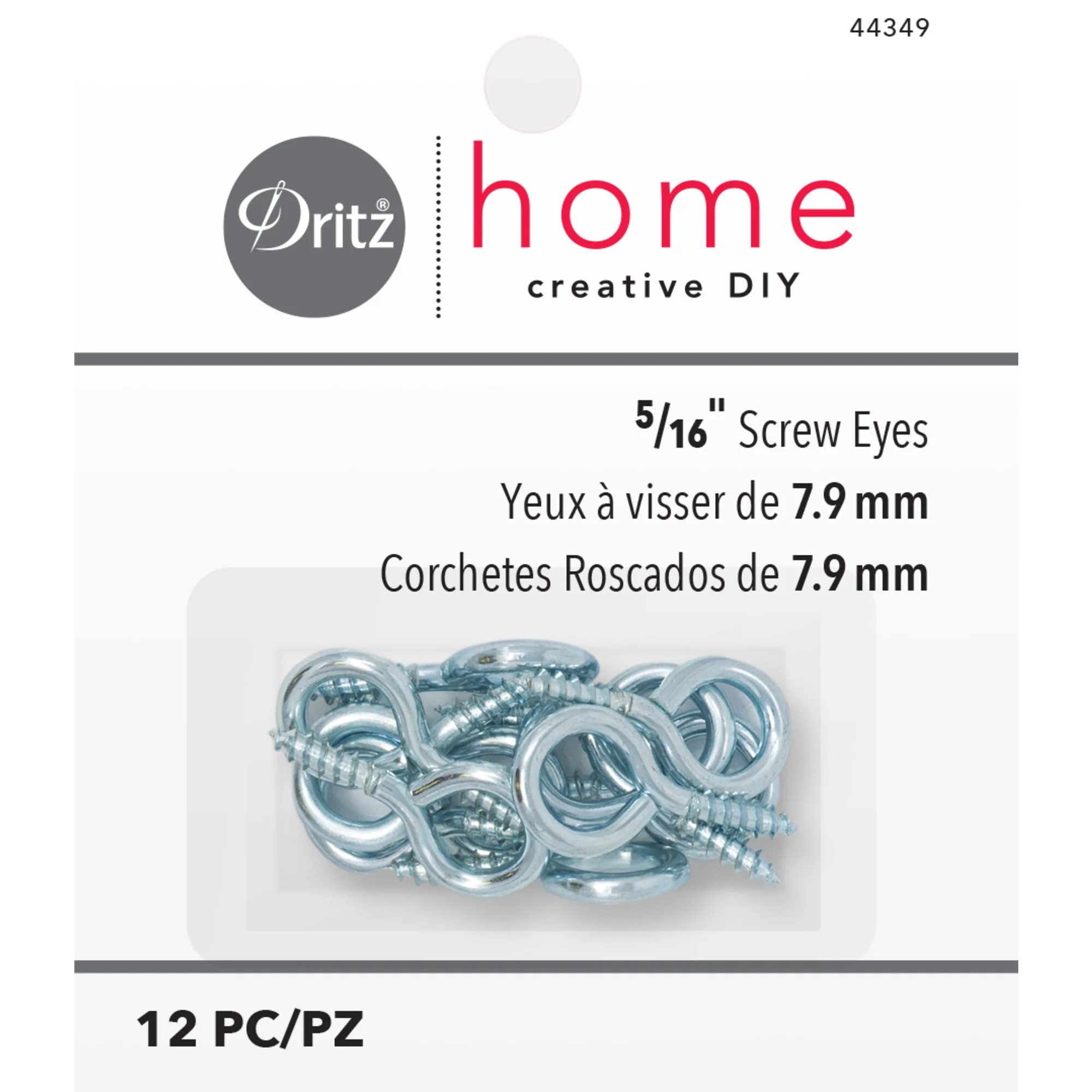 5/16" Screw Eyes, Silver, 12 pc