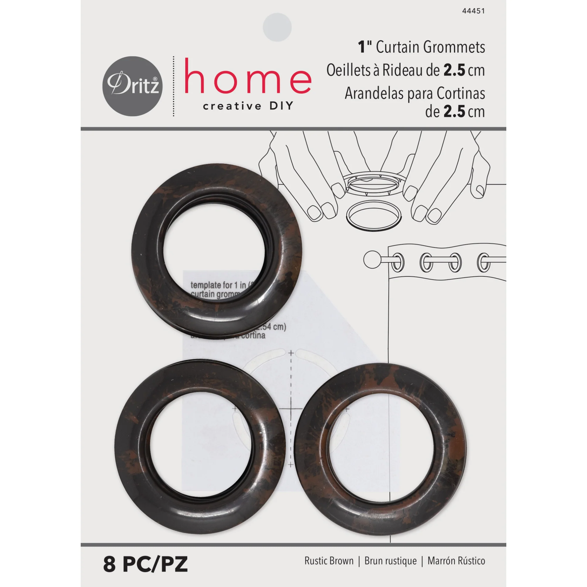 1" Curtain Grommets, Brown, 8 Sets