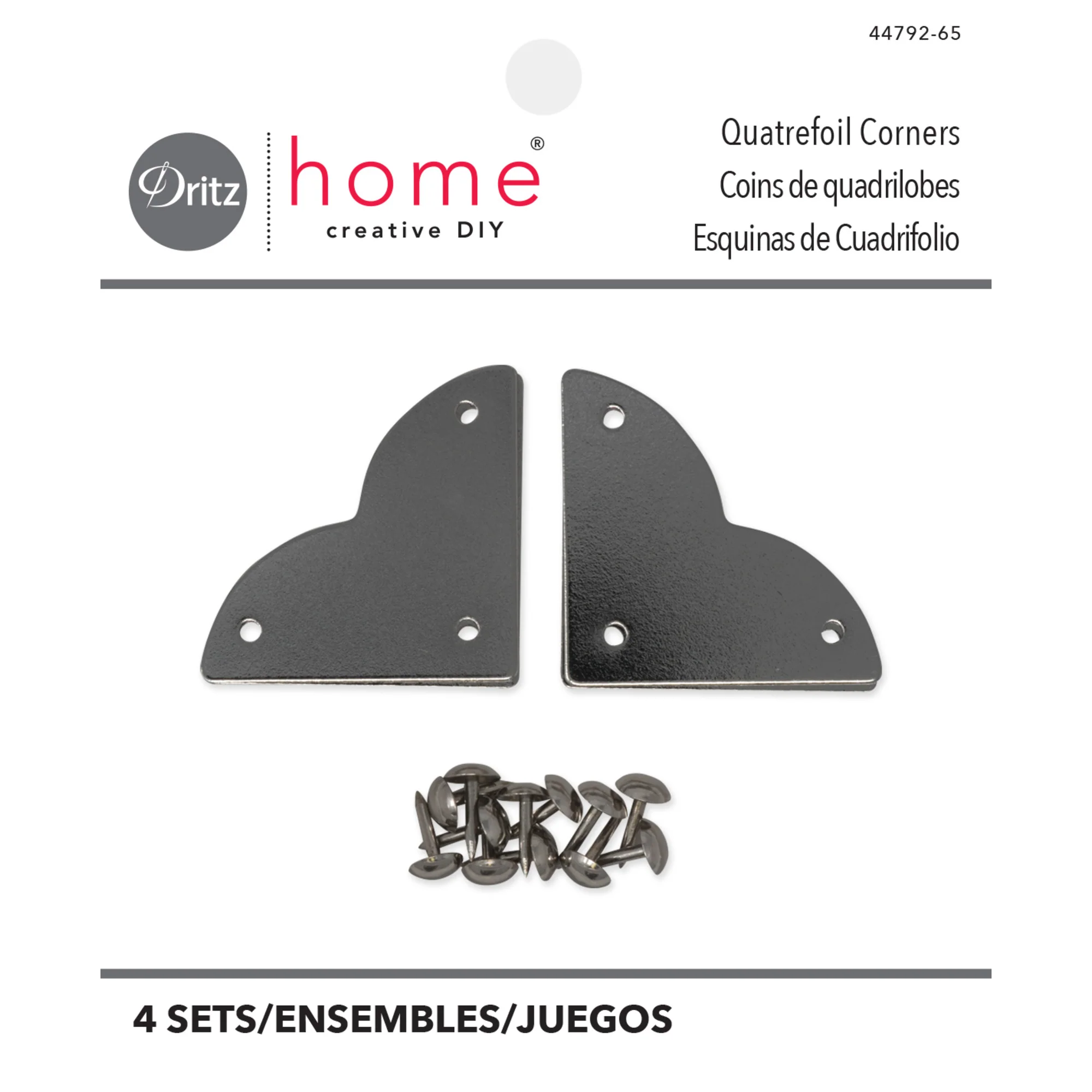 Smooth Quatrefoil Corners, Small, Nickel, 4 pc