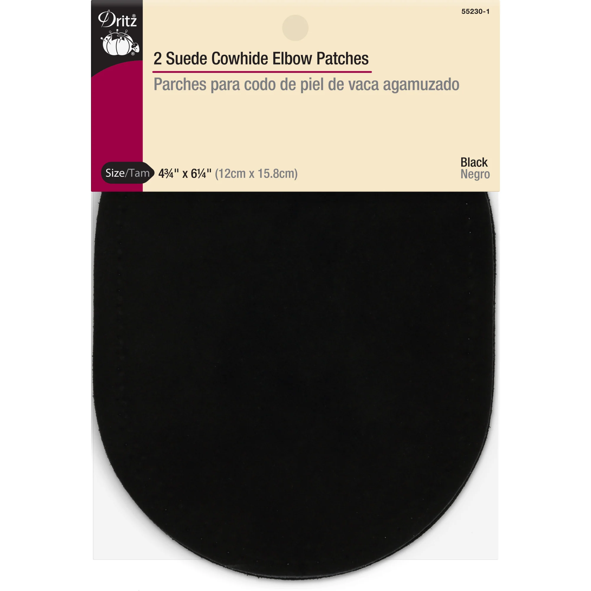Suede Cowhide Elbow Patches, 2 pc, Black