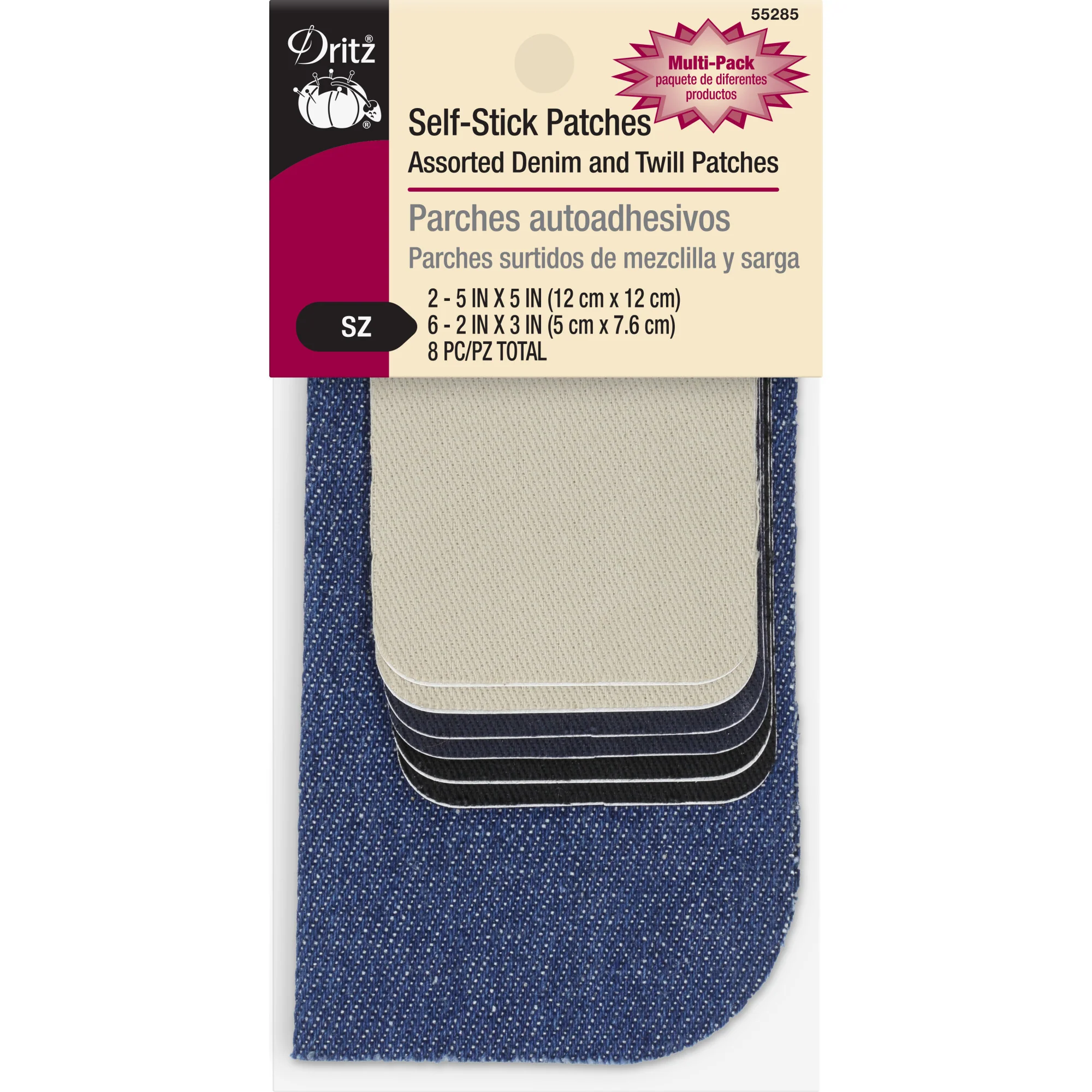 Self-Stick Denim & Twill Patches, Assorted, 8 pc