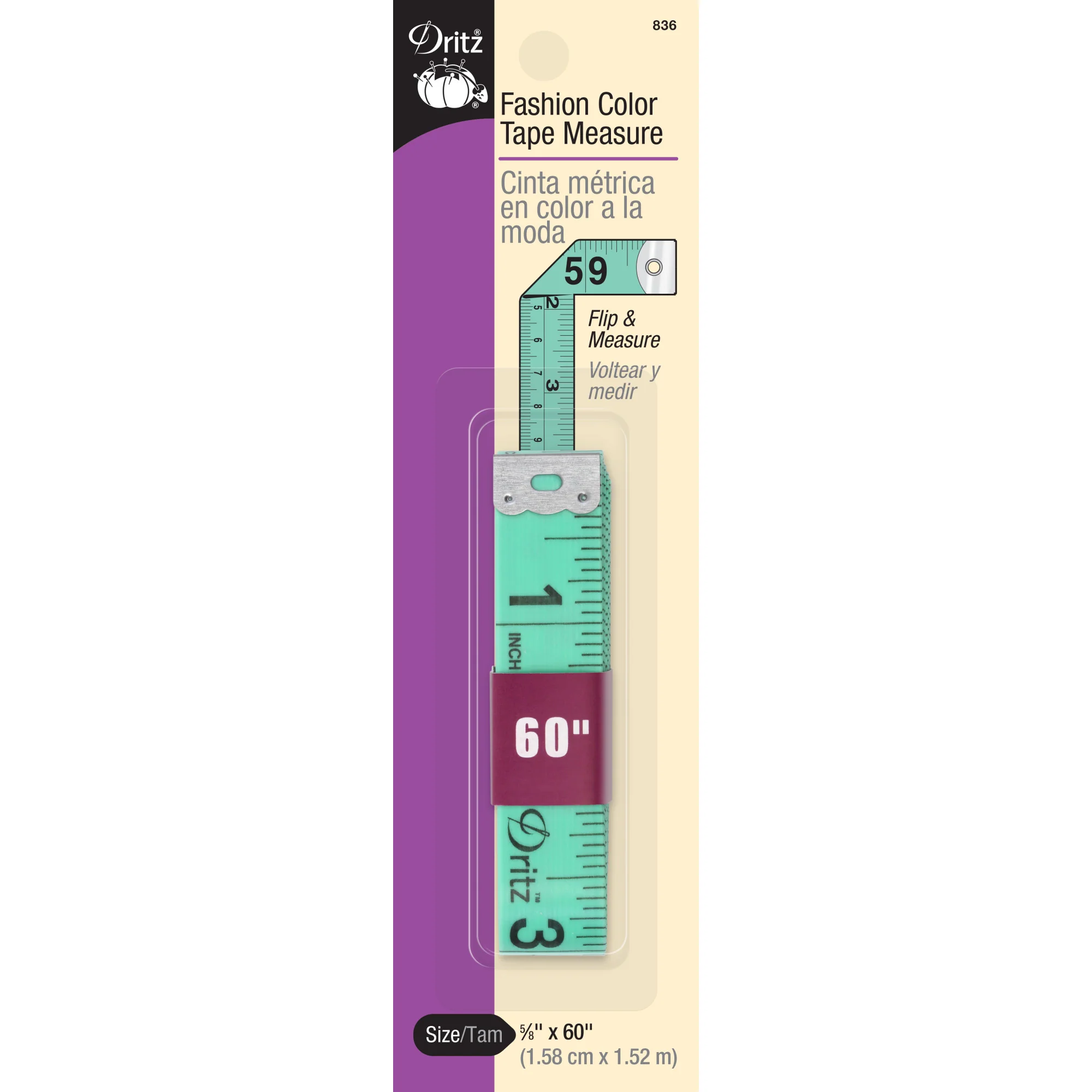60" Fashion Color Tape Measure, Assorted Colors