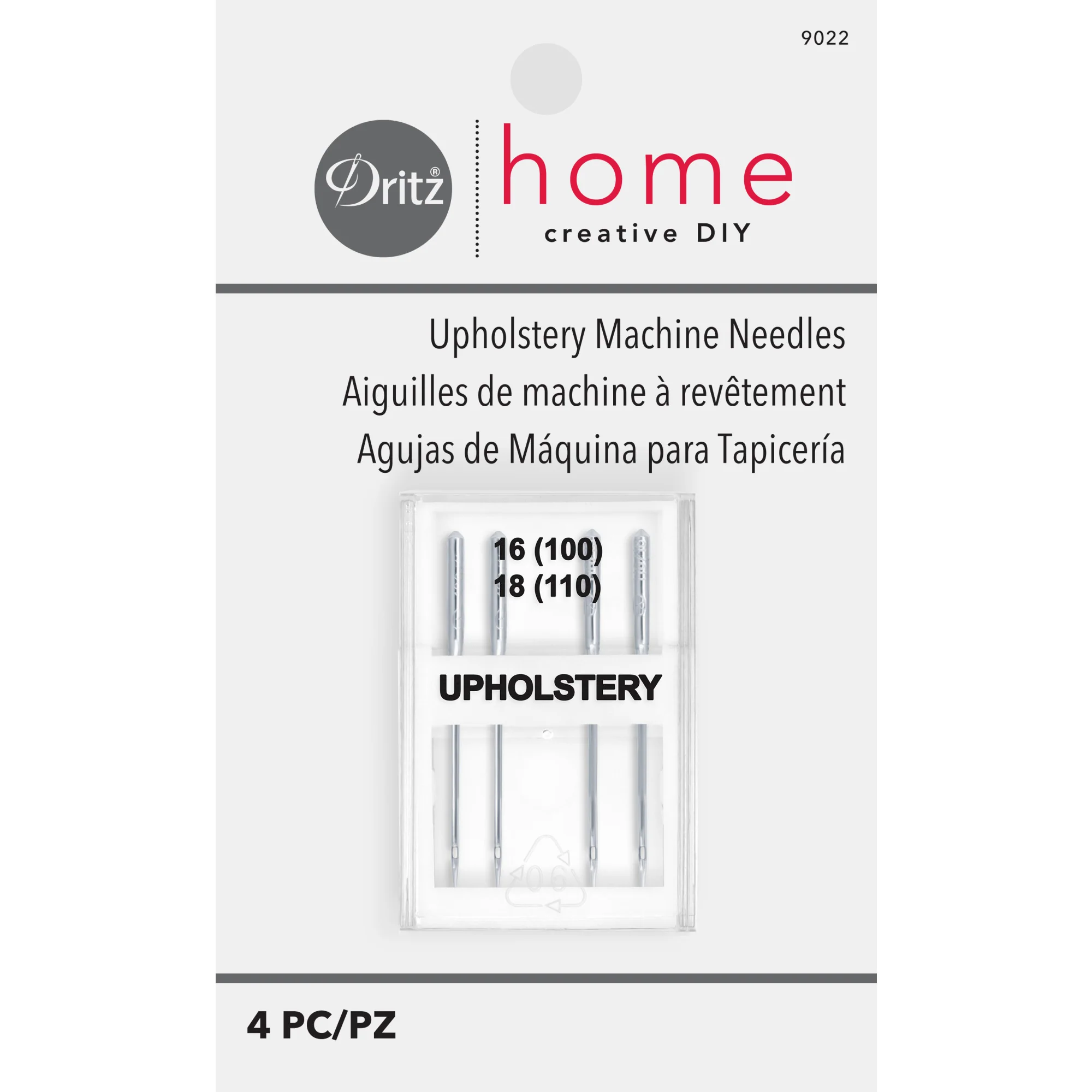 Upholstery Machine Needles, Size 16 & 18, 4 pc