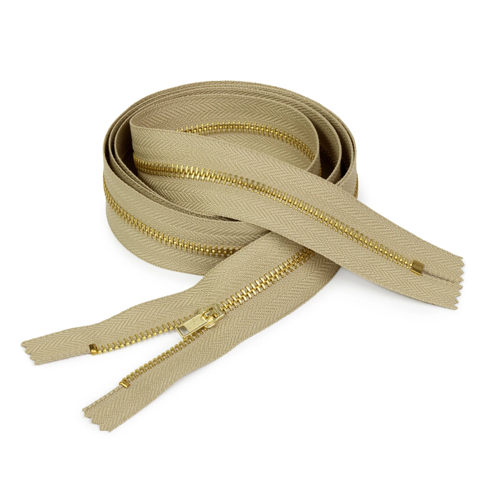 Brass Upholstery Zipper, Beige, 24" - Image 2