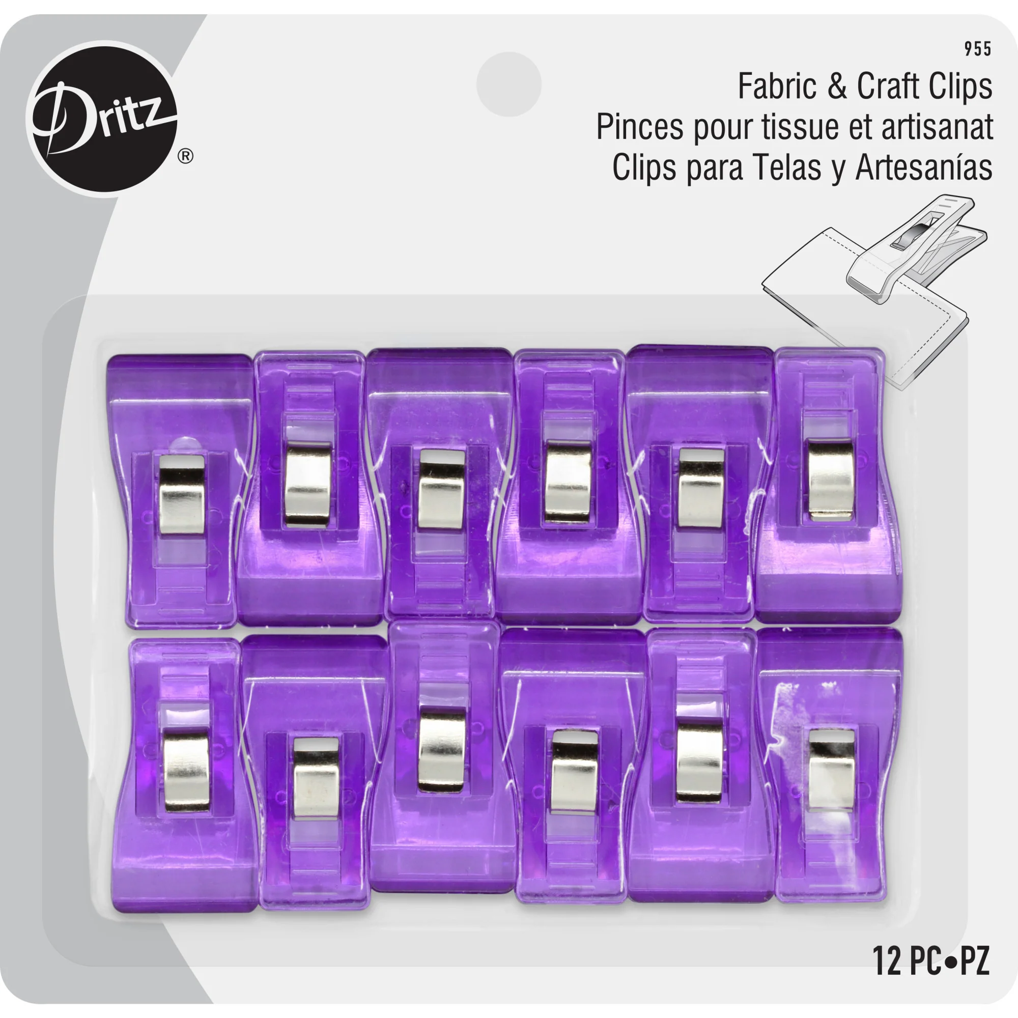 Fabric & Craft Clips, Purple, 12 pc